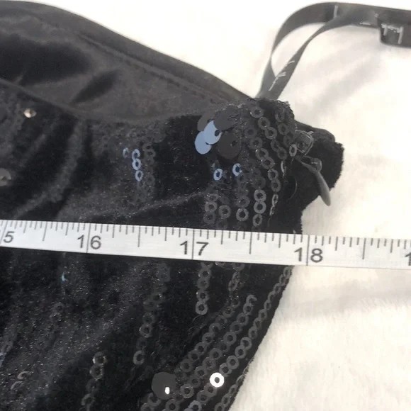 Nicole Miller Elegant Sequined Black midi Dress single shoulder strap size 12 - Picture 10 of 11